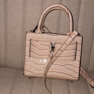 Brandon Blackwood Beige Croc-Embossed Mini Bag